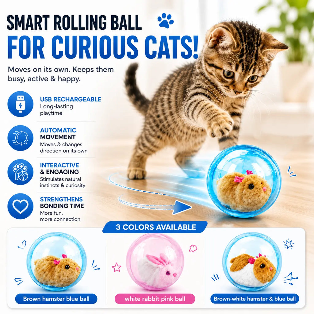 Smart Cat Toy Auto Rolling Ball – USB Rechargeable Interactive Mouse Toy for Indoor Cats