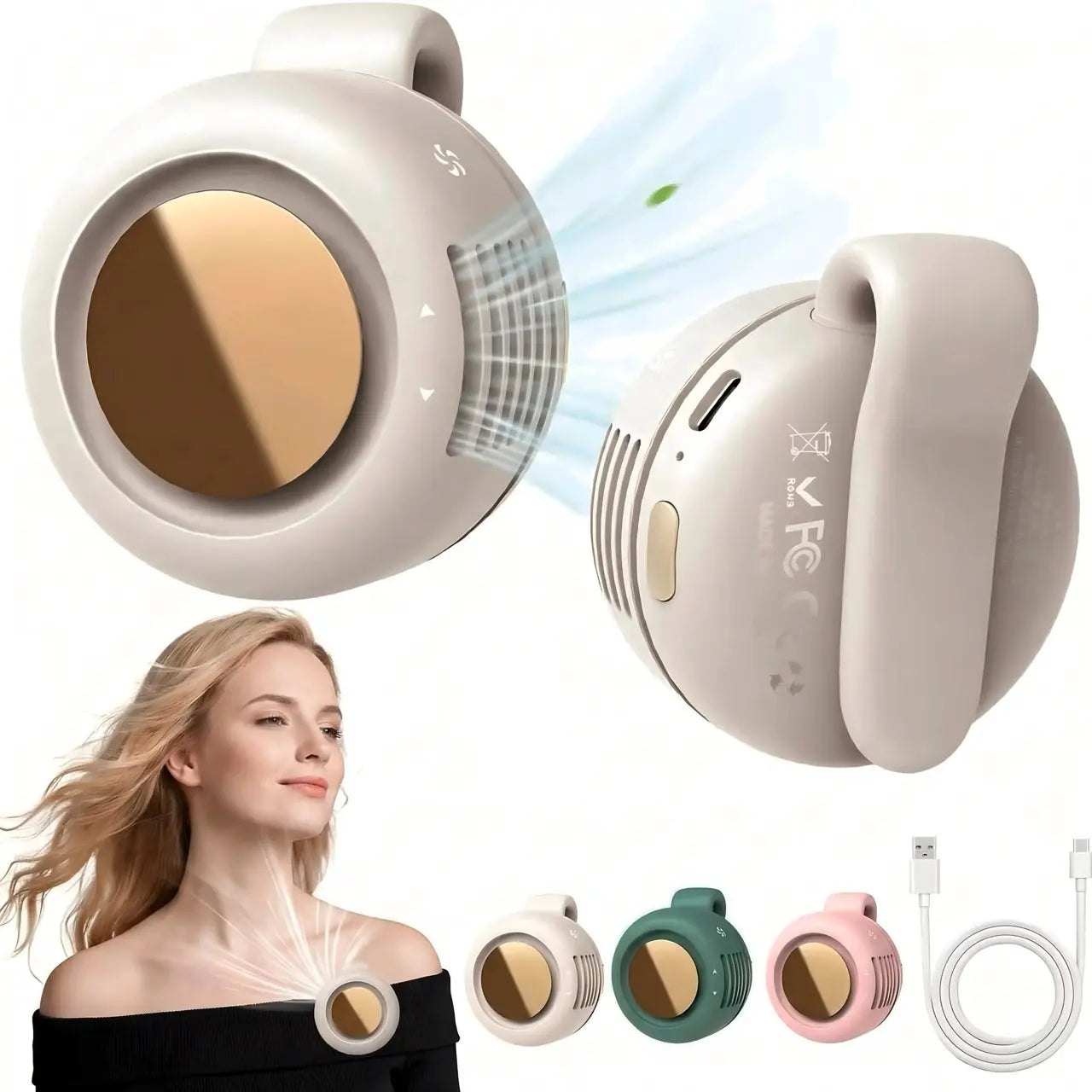 Westdeer Portable Bladeless Mini Fan – Rechargeable Silent Waist & Handheld Turbo Fan