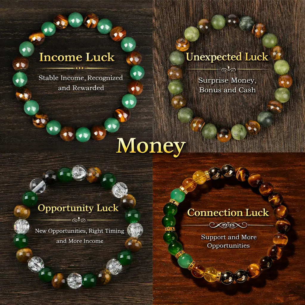 Veliora Money Attraction Bracelet – Aventurine & Tiger Eye Crystal Gift
