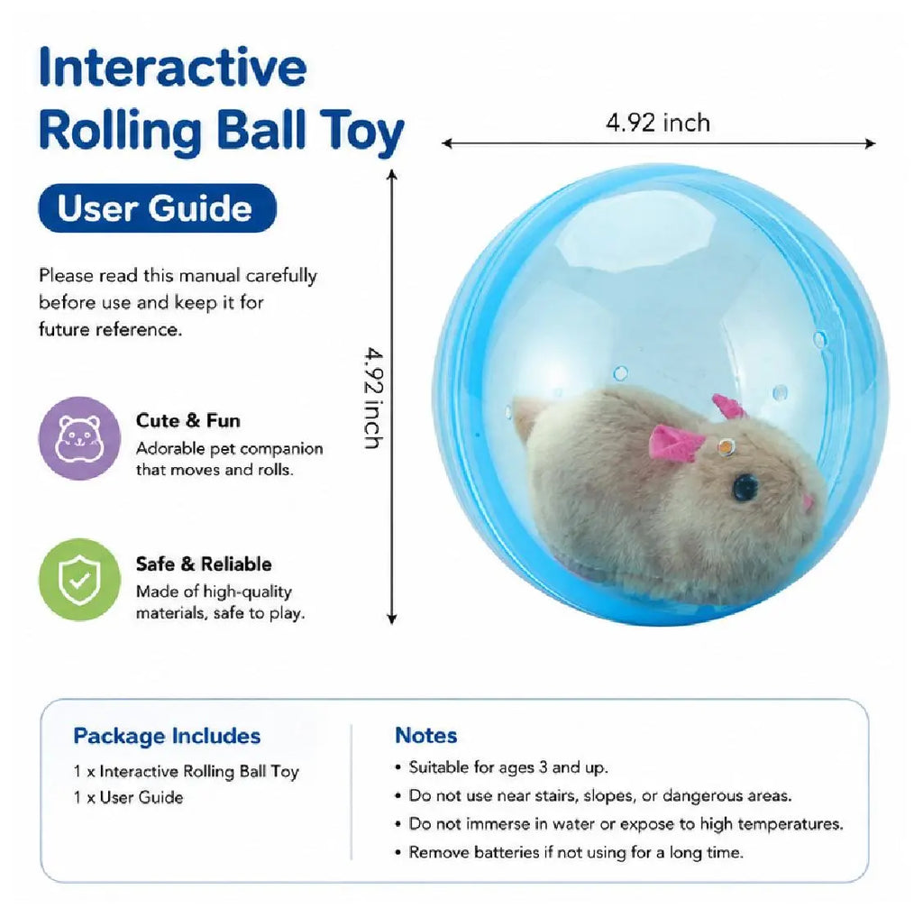 Smart Cat Toy Auto Rolling Ball – USB Rechargeable Interactive Mouse Toy for Indoor Cats